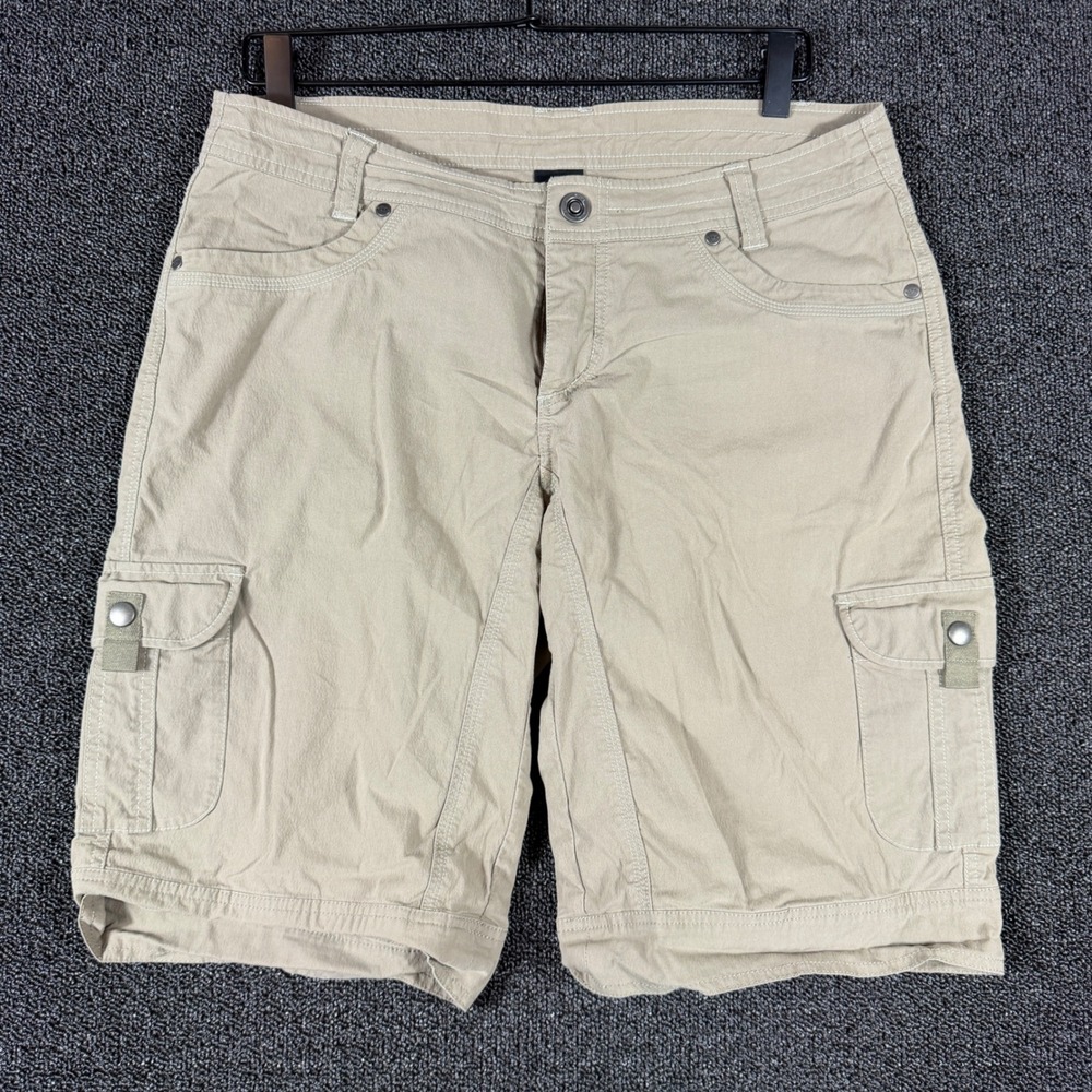 KUHL Splash Cargo Shorts Womens 12 Stretch Khaki Hiking Outdoor Flap Pocket
